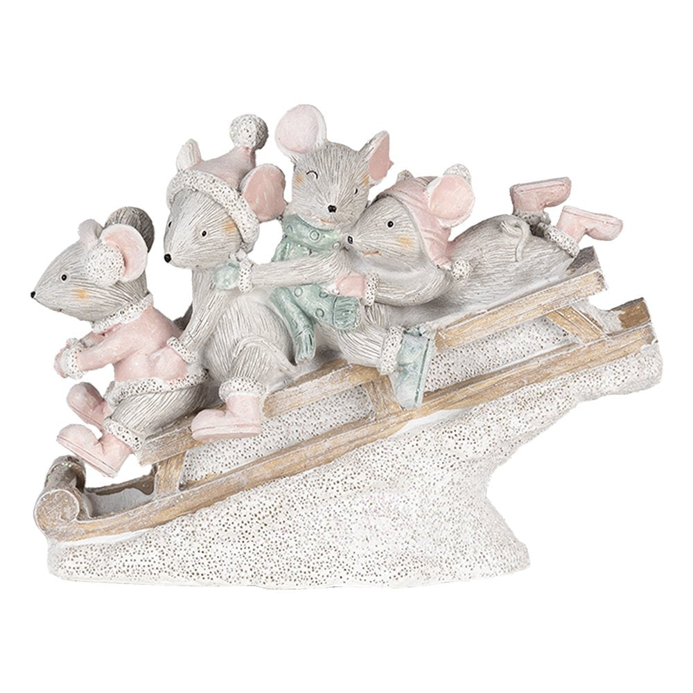 Beeld Muis 15x5x11 cm Grijs Kunststof Muis