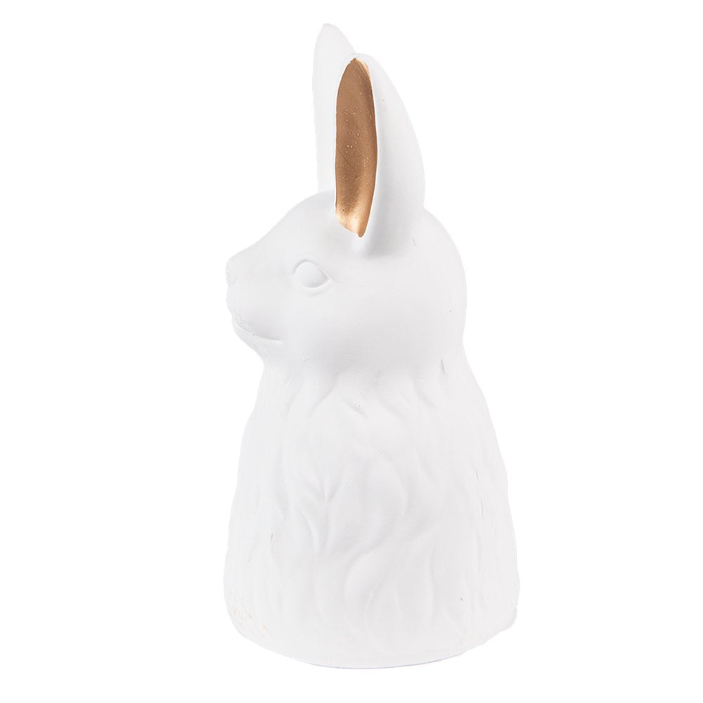 Beeld Konijn 21 cm Wit Goudkleurig Keramiek