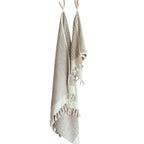 PomPom Handdoek Stripe Taupe