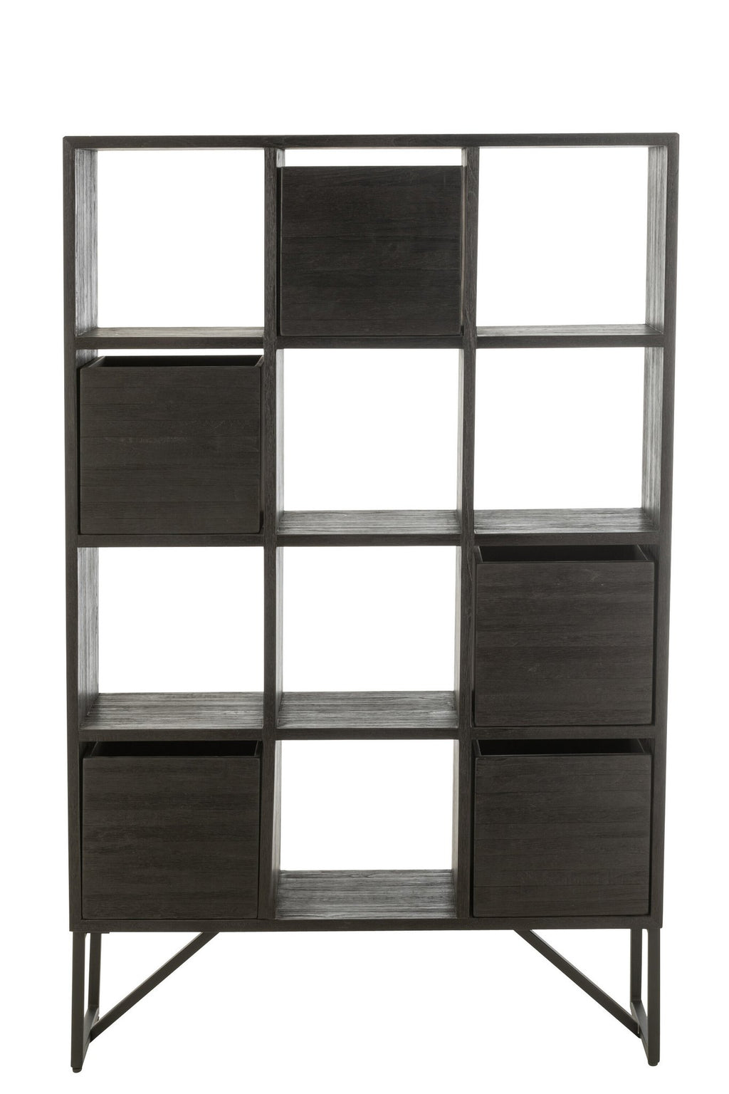 J-Line kast Met Lades - gerecycleerd hout - zwart