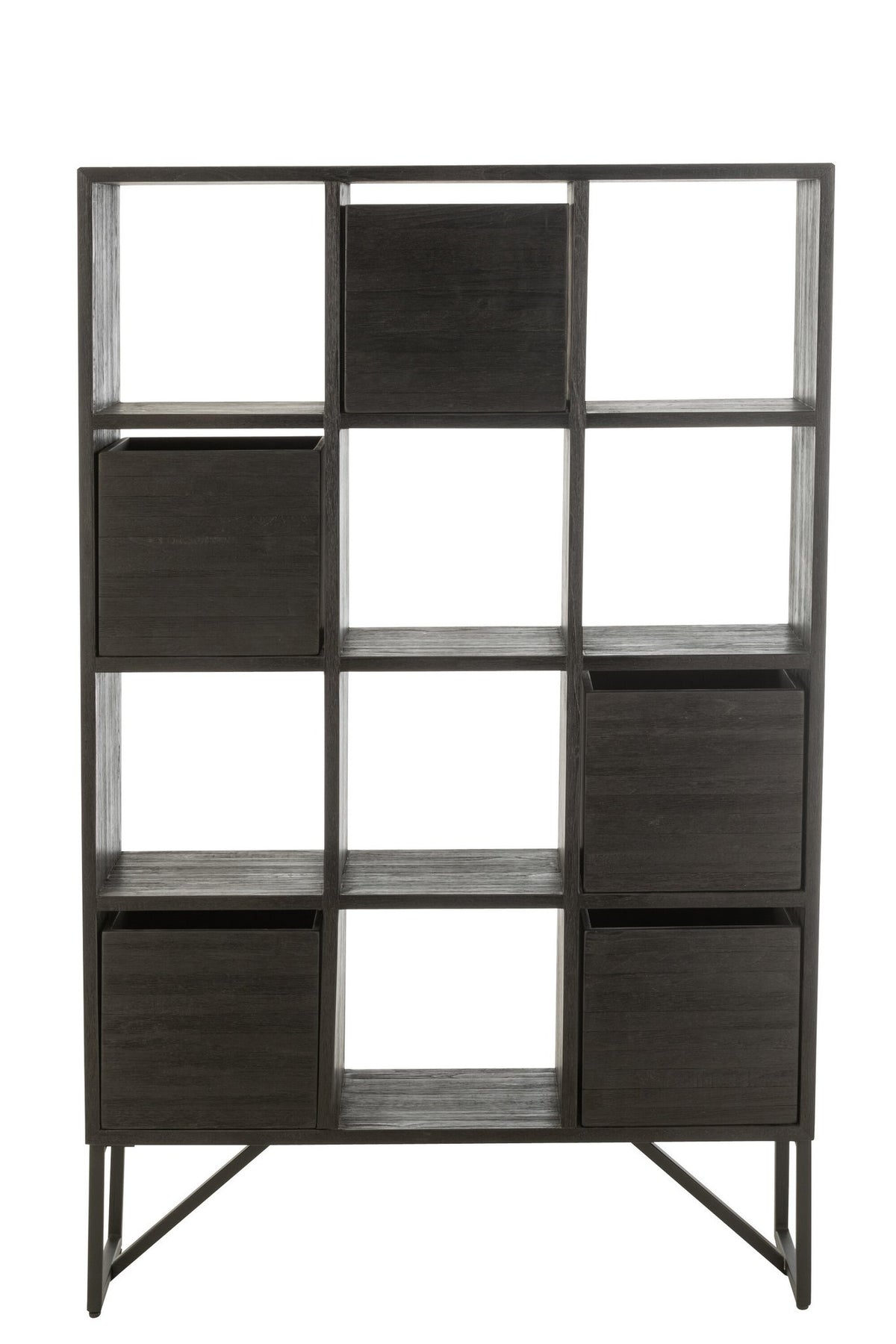 J-Line kast Met Lades - gerecycleerd hout - zwart