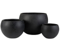 J-Line bloempot Rond Klei - keramiek - zwart - 3 stuks