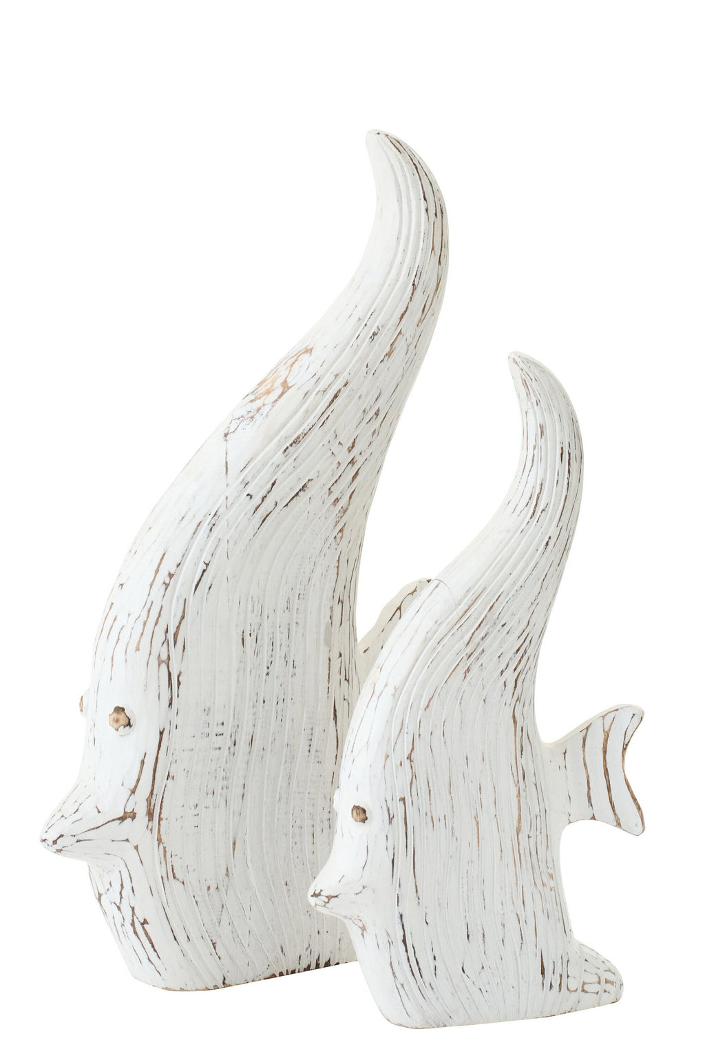 J-Line decoratie Vis Antiek - hout - gebroken wit - L