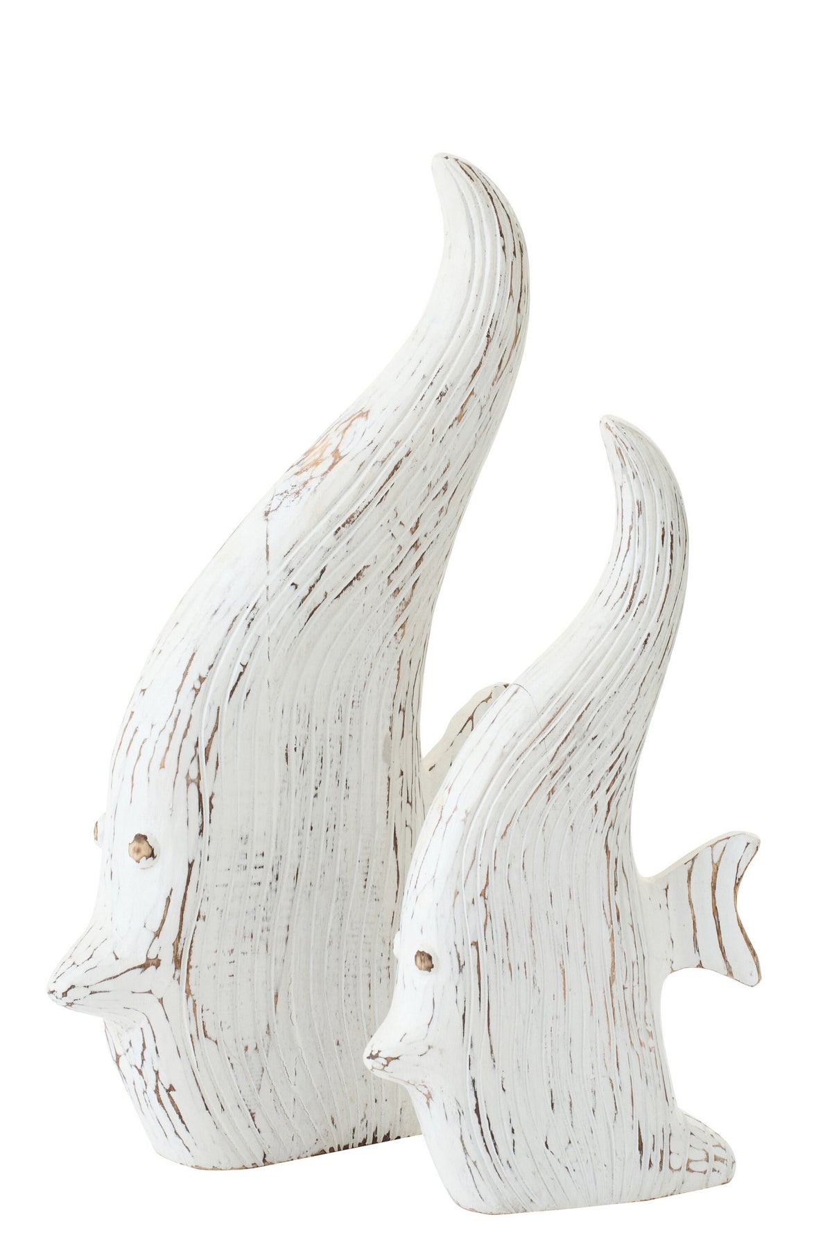 J-Line decoratie Vis Antiek - hout - gebroken wit - L