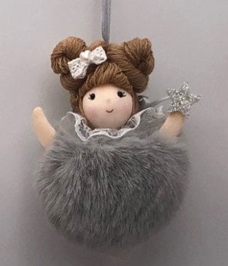 Fluffy hanger meisje 4st 9.5cm grijs