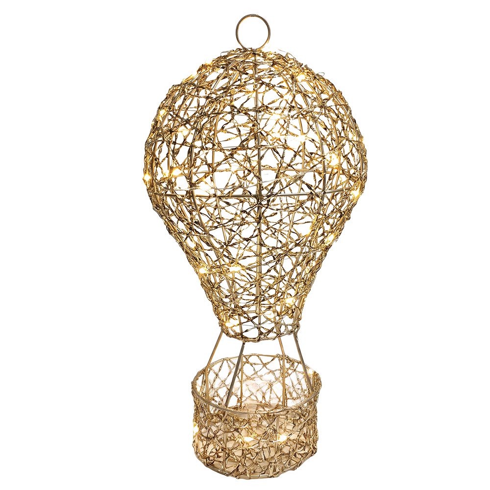 Kerstdecoratie met LED-verlichting Luchtballon Ø 19x38 cm / 3xAA Goudkleurig Metaal