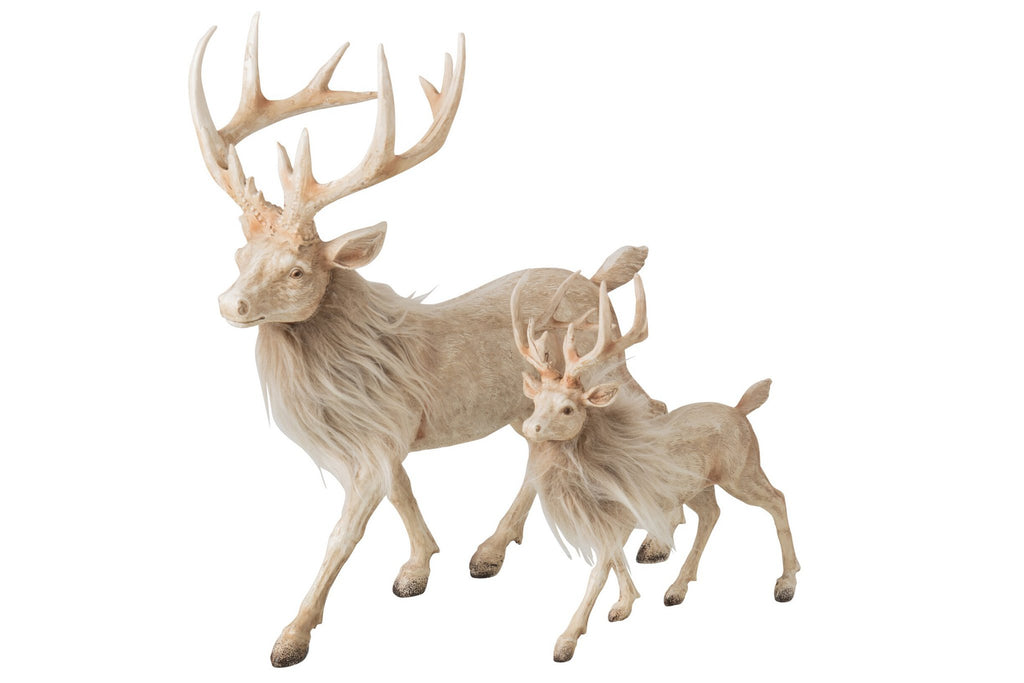 J-Line decoratie Rendier - polyresin - lichtbeige - large