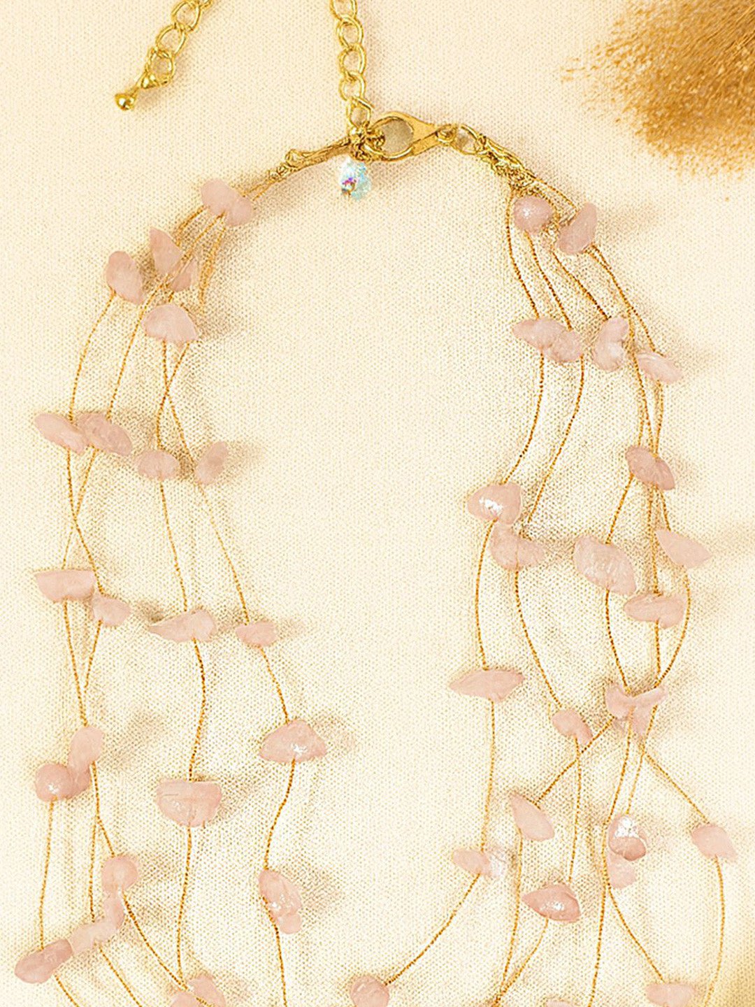 Vergulde gelaagde parelketting – mode-sieraden met kralen – legering en parel – 40 cm lengte