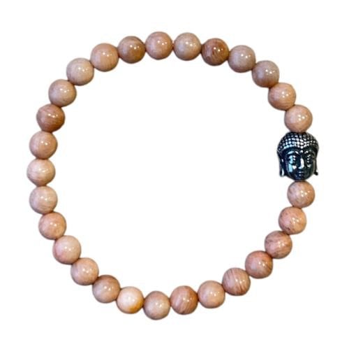 Dames armband Zonnesteen 6 mm met Boeddha kraal
