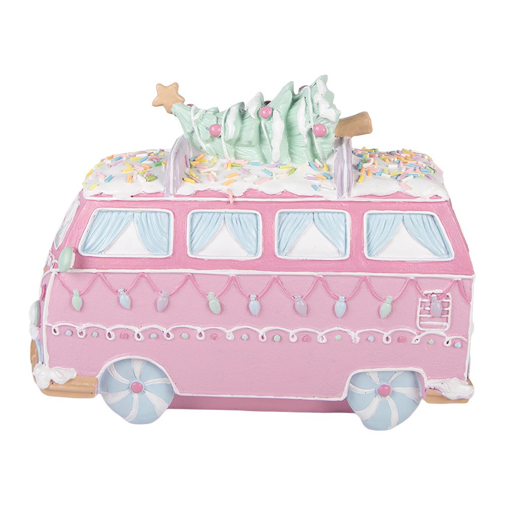Decoratie Beeld Bus 26x13x19 cm Roze Kunststof
