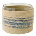 J-Line theelichthouder Gestreept - zeegras - naturel/blauw