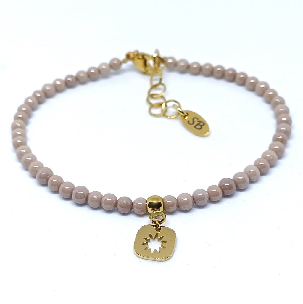 Zirkonia armband ronde kralen bedel ster