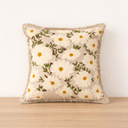 Geborduurd katoenen kussen - Flora Daisy Design - 45 x 45 cm