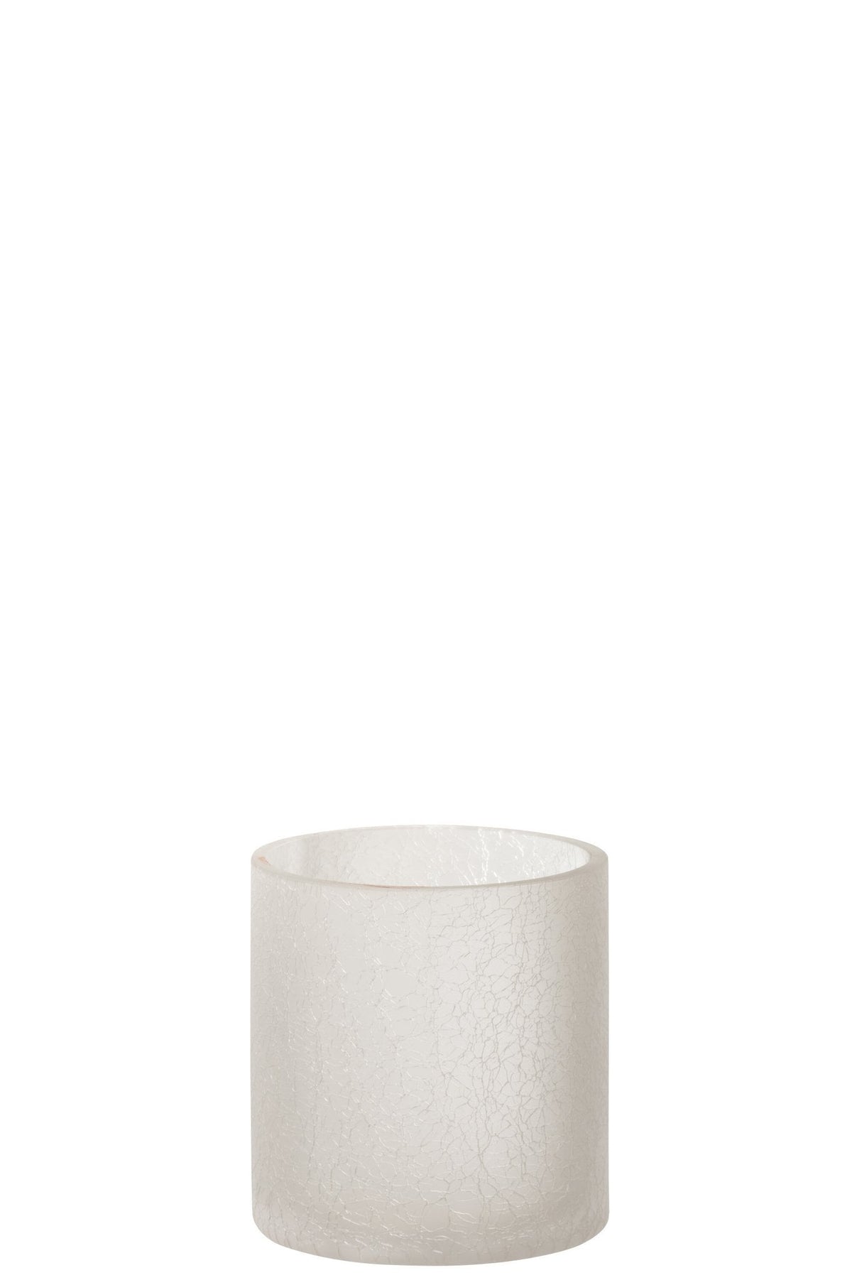J-Line windlicht Cilinder Craquelé - glas - wit - small