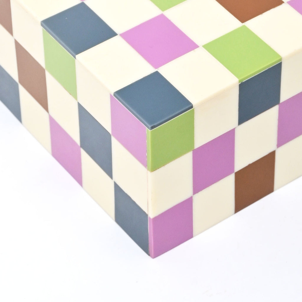 Geruite hars opbergdoos 7x5x3 Inch glanzend MDF-decor