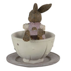Beeld Konijn 10x8x9 cm Wit Roze polyresin