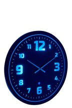 J-Line klok Blauw Licht - glas - zwart - LED lichtjes