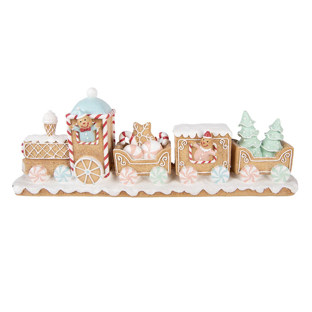 Kerstdecoratie Beeld Trein 47x10x17 cm Bruin Kunststof