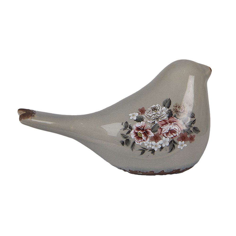 Decoratie Beeld Vogel 21x9x11 cm Grijs Keramiek