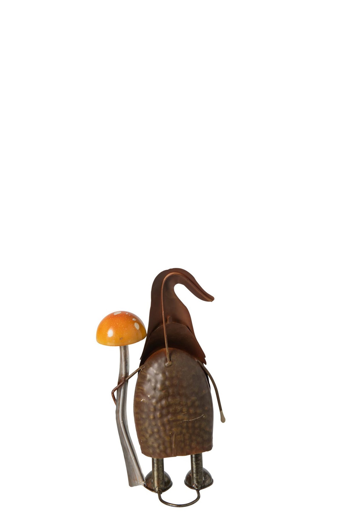 J-Line figuur Kabouter Paddenstoel - metaal - taupe/oranje - small