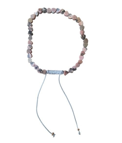 Dames armband Rhodoniet 4 mm hartjes
