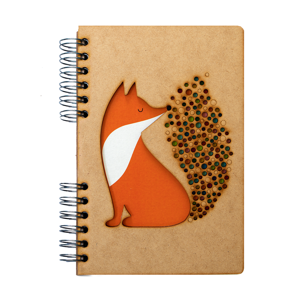 Duurzaam Houten Notitieboek – Komoni – Andy Westface – Fox – Little Fire – Vos – Gerecycled papier – Navulbaar