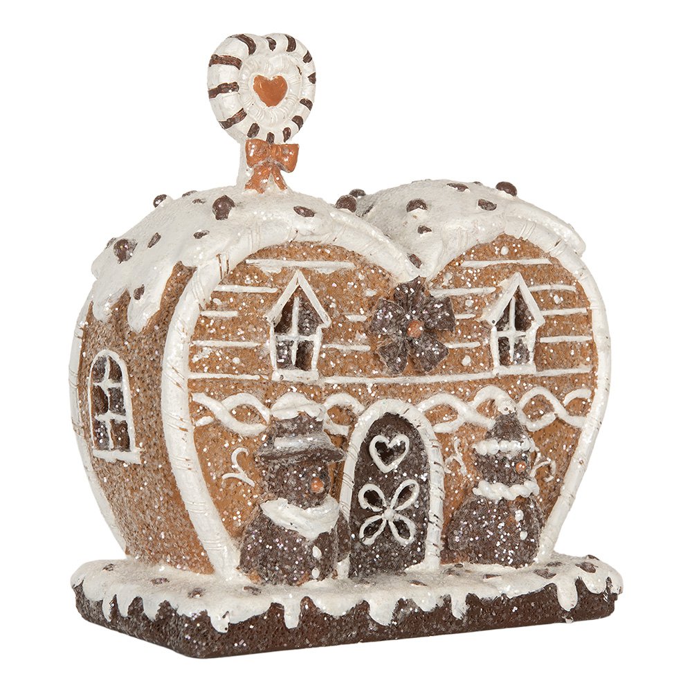 Gingerbread house met LED 18x10x19 cm Bruin Kunststof
