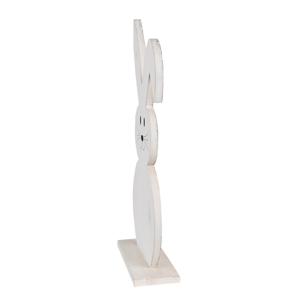 Decoratie Beeld Konijn 26 cm Wit Hout