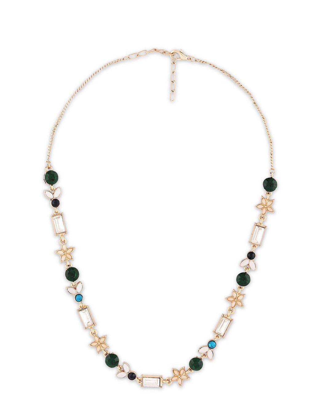 Vergulde verfraaide ketting – Mode-sieraden – Legering, Kunststenen, Kreeftsluiting – 25 cm