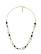 Vergulde verfraaide ketting – Mode-sieraden – Legering, Kunststenen, Kreeftsluiting – 25 cm