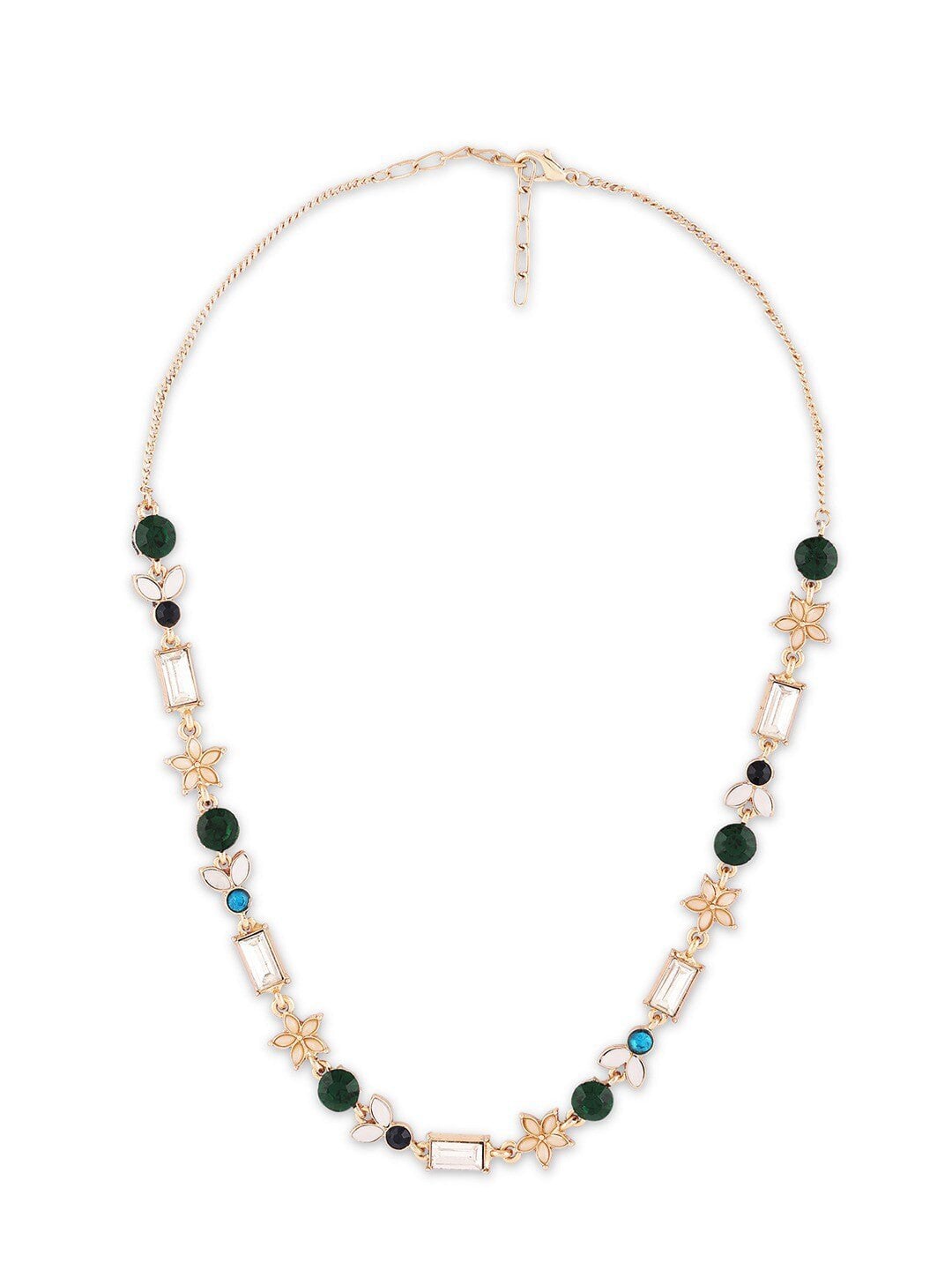 Vergulde verfraaide ketting – Mode-sieraden – Legering, Kunststenen, Kreeftsluiting – 25 cm