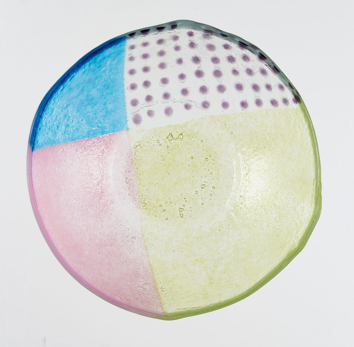 Artisano Bowl Soep 16x6 blauw, groen en roze met roze stippen