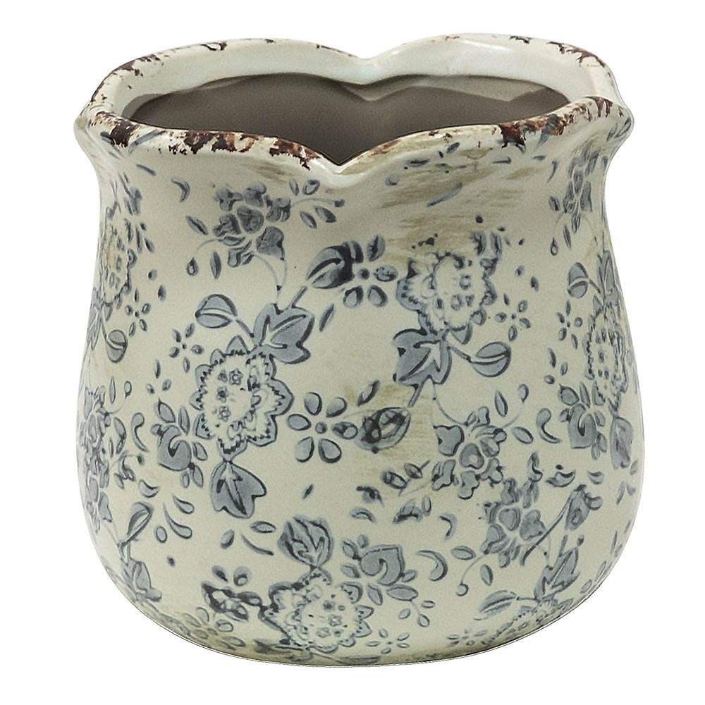 Bloempot Ø 15x14 cm Grijs Beige Keramiek Bloemen Bloempot Binnen