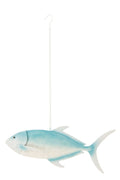 J-Line decoratie Vis Lang Hangend - ijzer - lichtblauw/wit