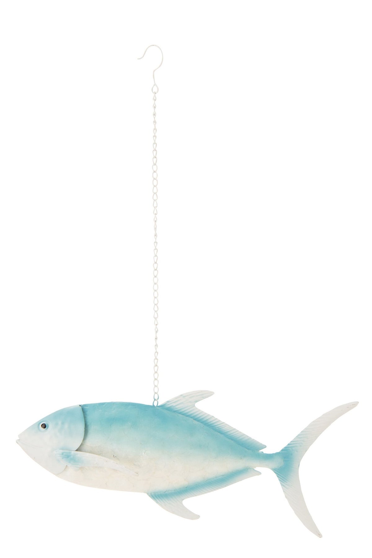 J-Line decoratie Vis Lang Hangend - ijzer - lichtblauw/wit