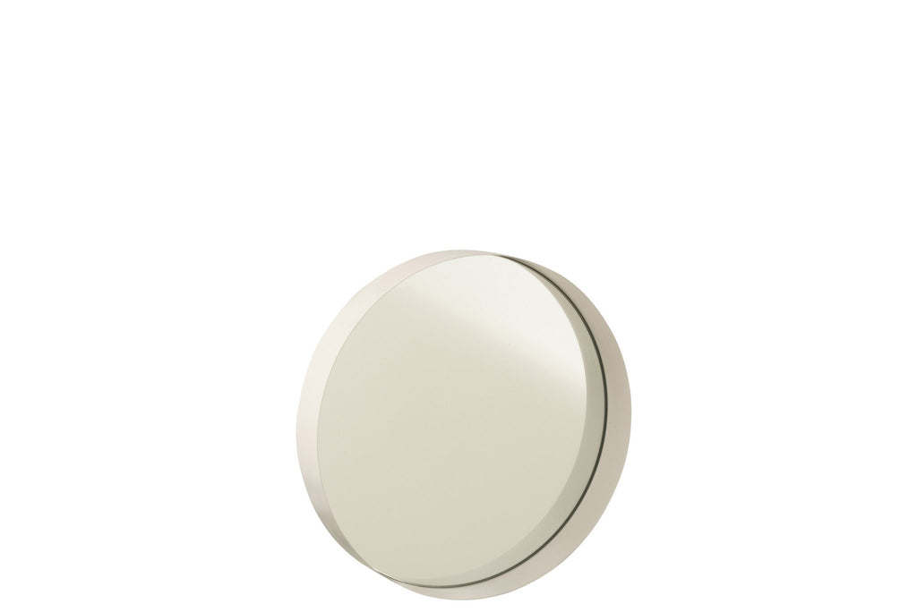 J-Line spiegel Rond Boord - metaal - wit - small - Ø 30 cm