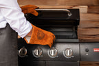 Set of 2 leather BBQ gloves - 36 x 19 cm - brown