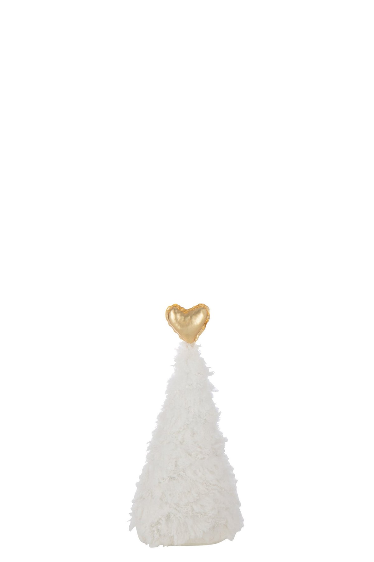 J-Line decoratie Kerstboom Hart - polyresin - wit/goud - S