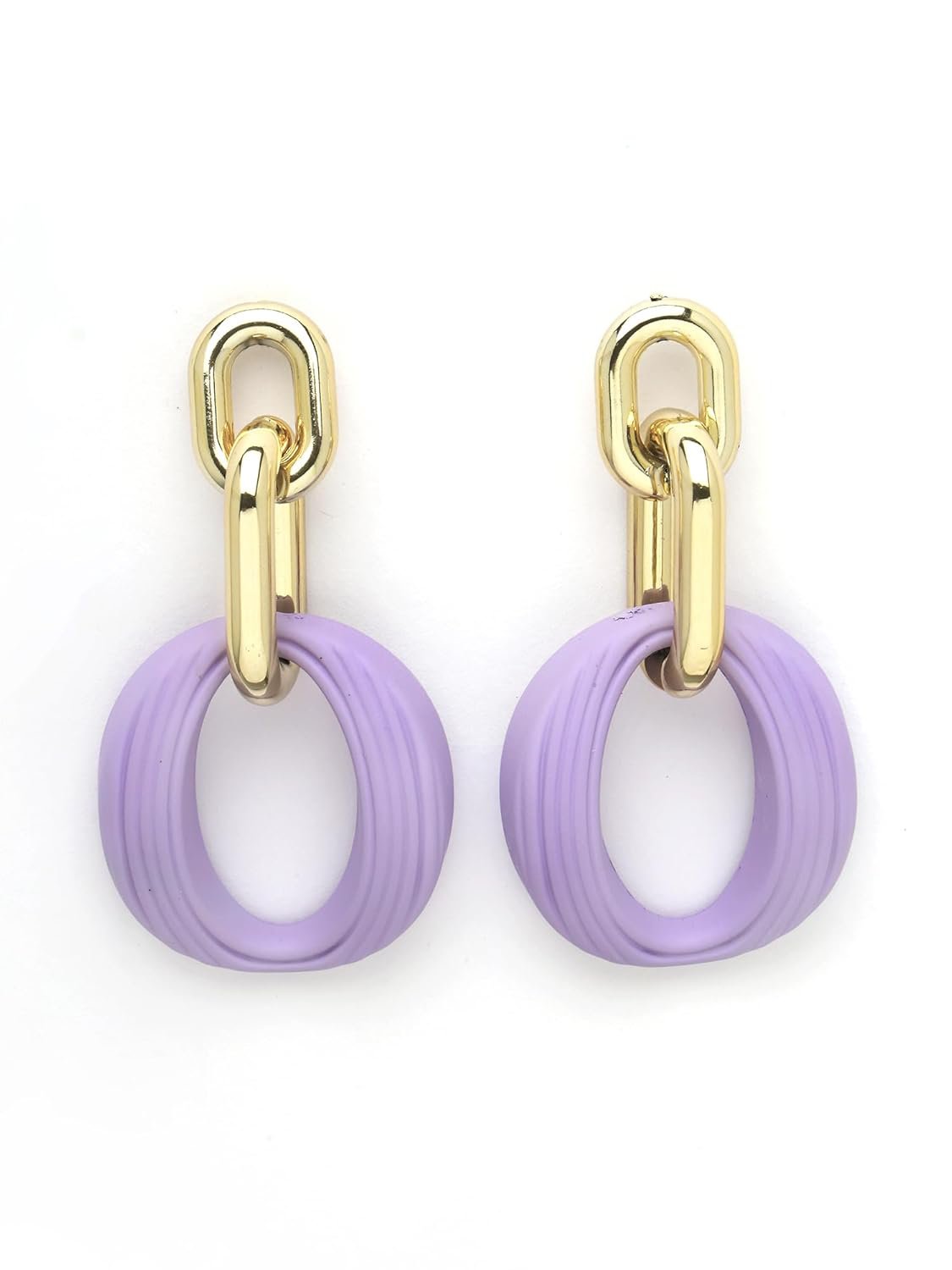 Mat goud Lila gekoppelde Dangler oorbellen – mode-sieraden – duurzame matte afwerking – winkelvoorraad