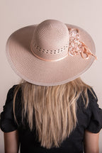 Hoed Dames Roze Papierstro Zonnehoed