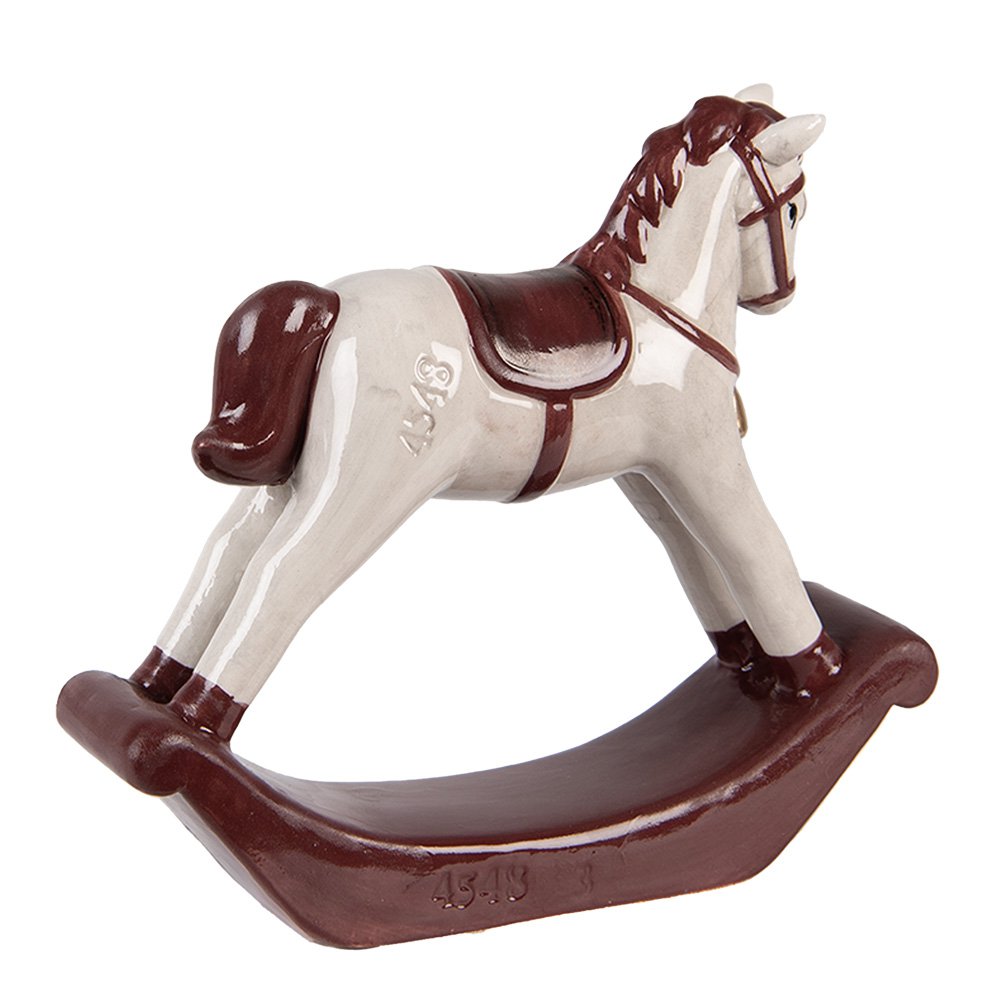 Beeld Hobbelpaard 15x4x14 cm Beige Keramiek