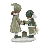 Decoratie Beeld Kinderen 10x5x13 cm Groen Polyresin Kerstdecoratie