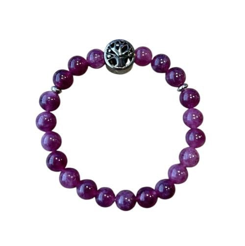 Dames armband Lepidoliet 8 mm met Tree of Life kraal