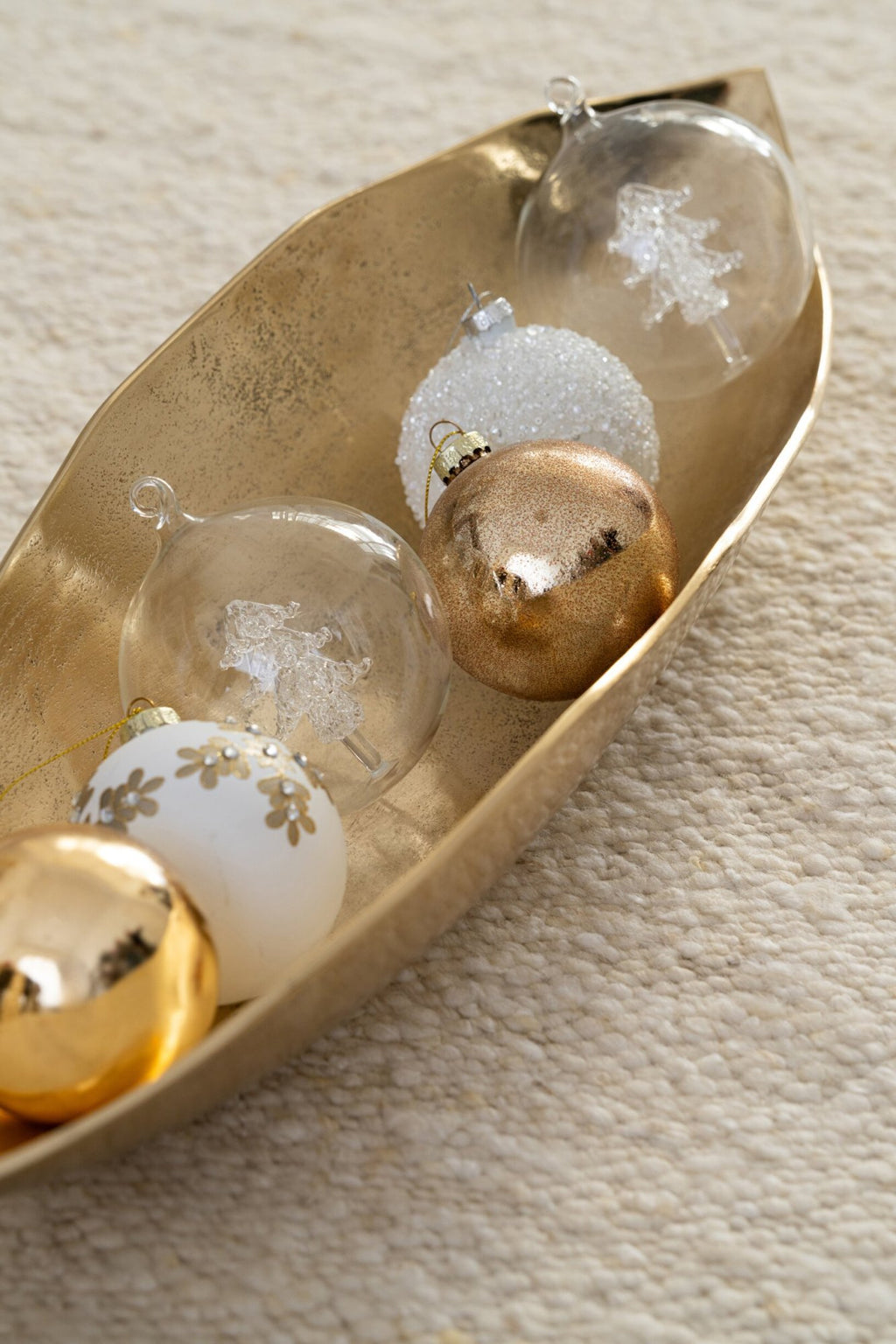 J-Line Kerstbal met boom - glas - transparant