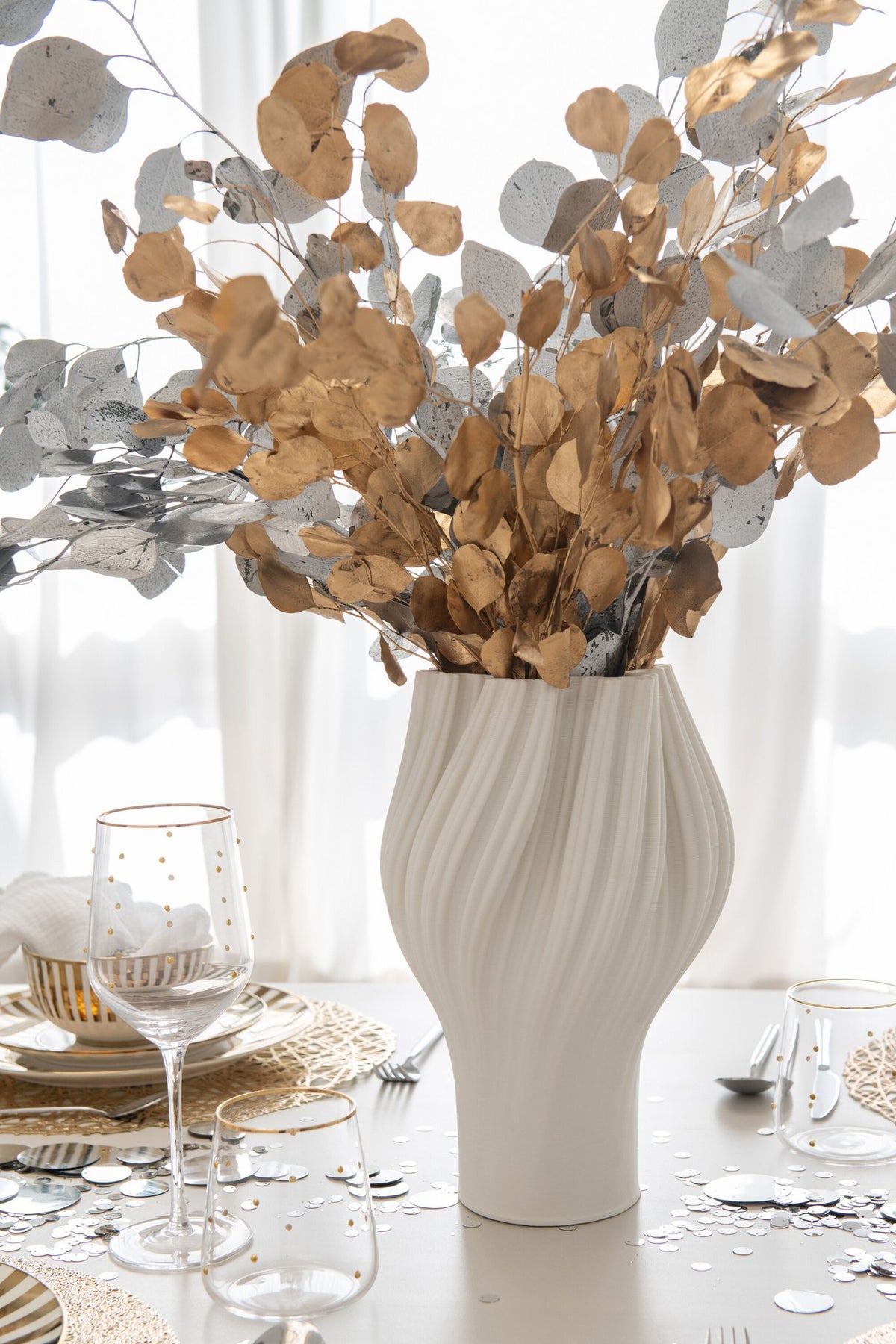 J-Line decoratietak Euclyptus Droogte bloemen - ride - goud