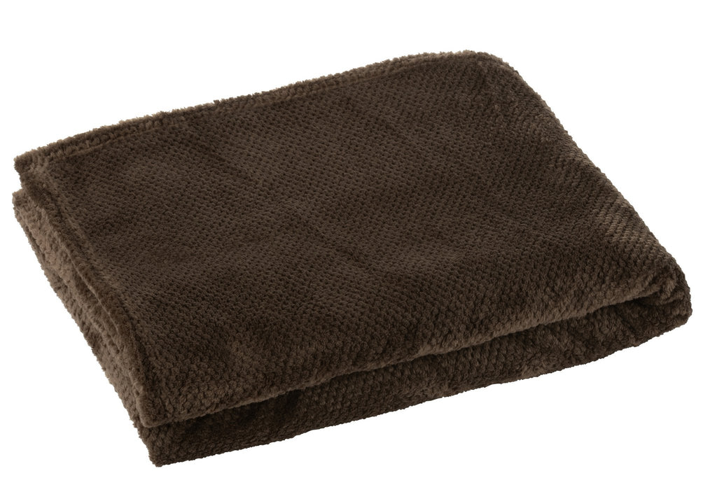 J-Line deken Snuggle - polyester - donkerbruin