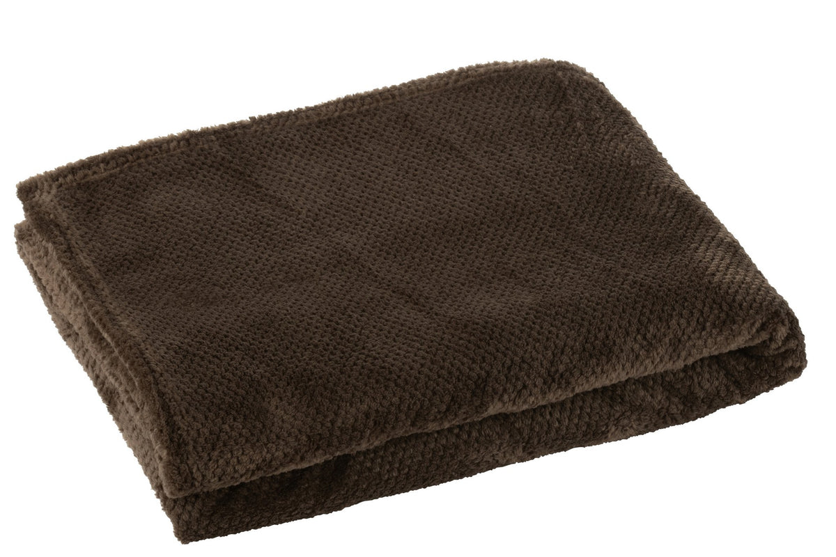 J-Line deken Snuggle - polyester - donkerbruin