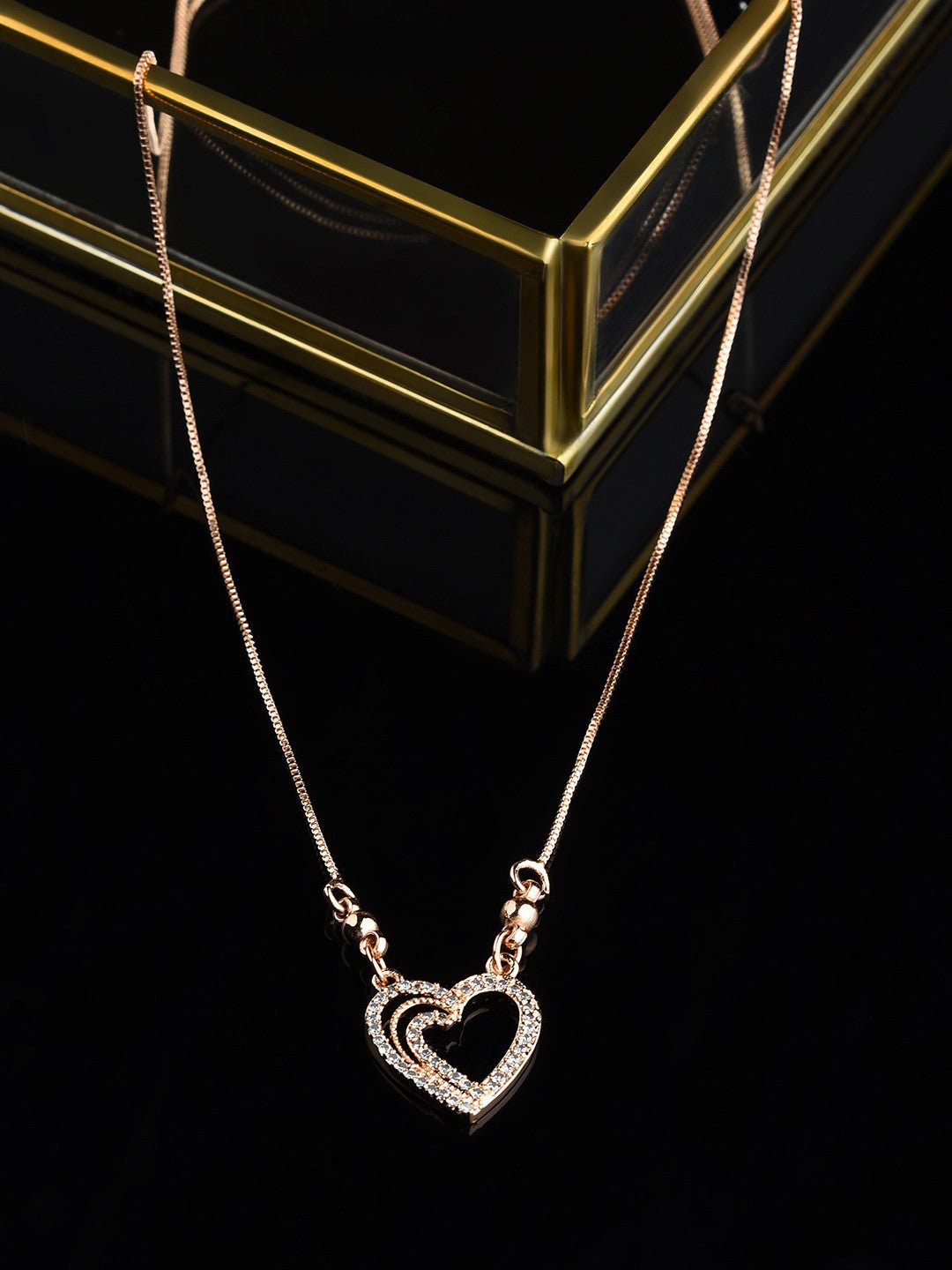 Rosévergulde ketting – Messing & Zirkonia – S-haaksluiting – 23,5 cm