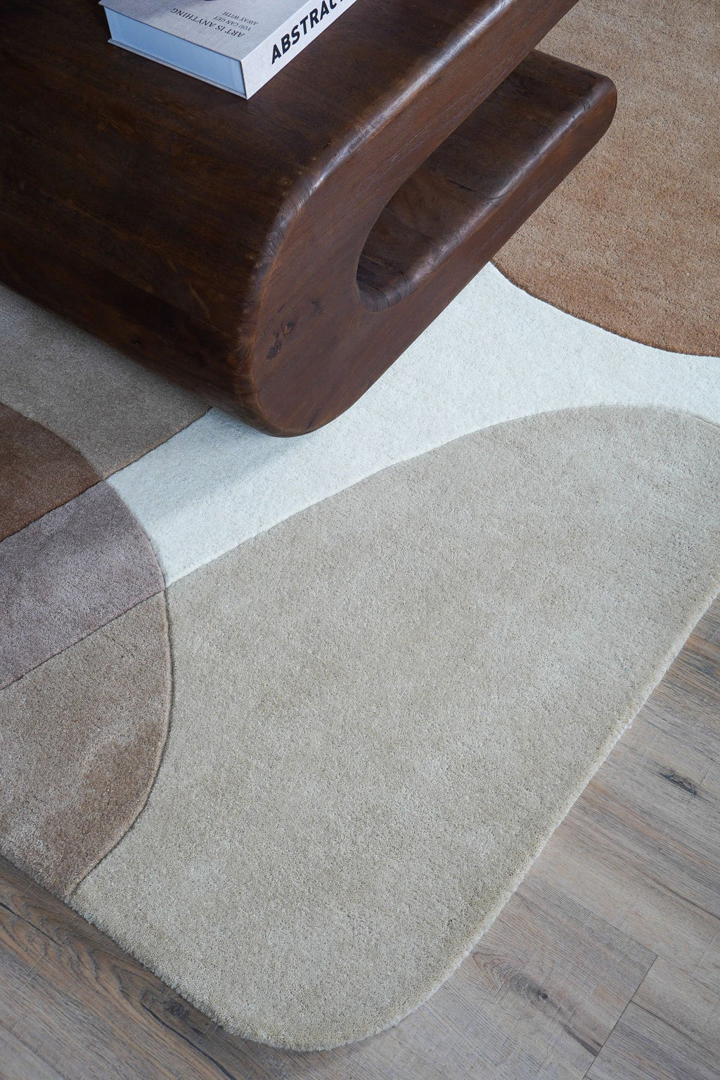 Vloerkleed Abstract Beige/Bruin - Rounded Corners 160 x 230 cm