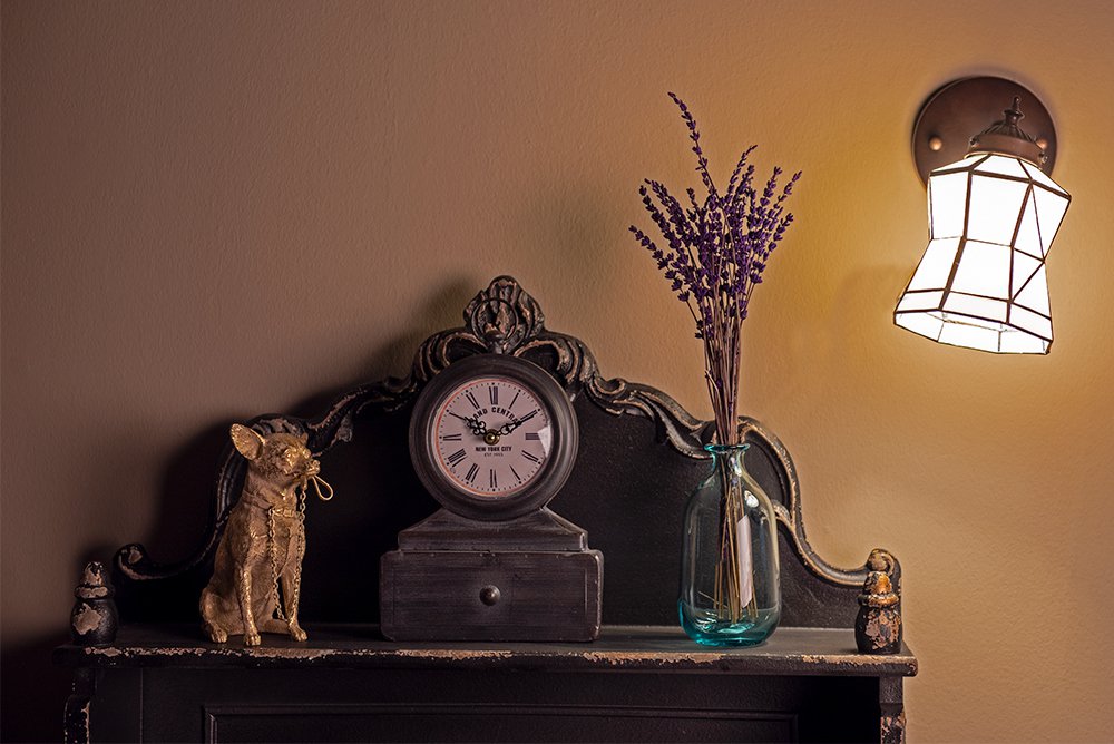 Wandlamp Tiffany 17x12x23 cm Wit Bruin Glas Muurlamp